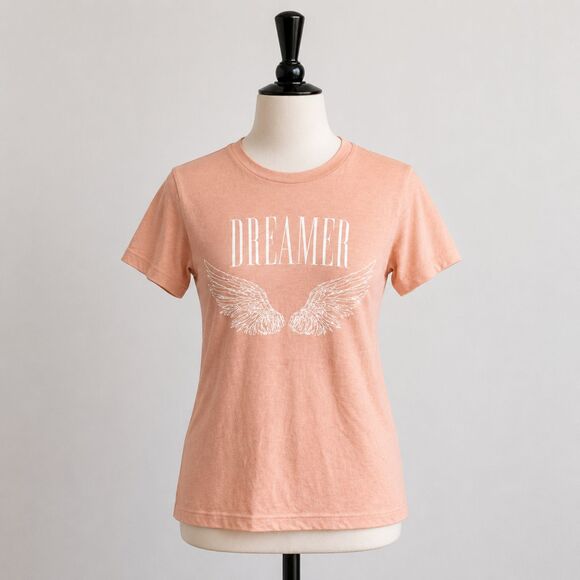Tultex Tops - Tultex Pink Dreamer Graphic Tee Angel Wings Casual Streetwear Boho T-ShirtSize M